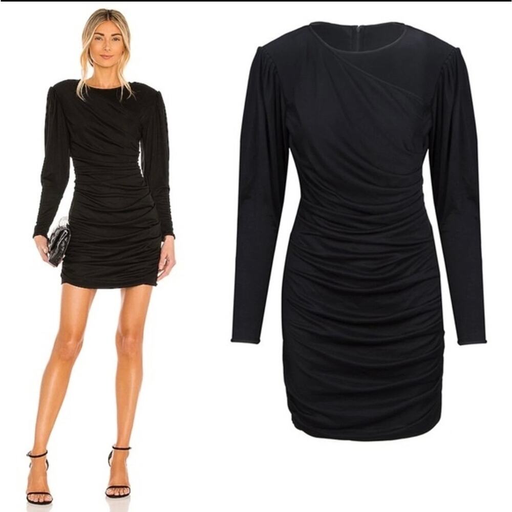 NWT Anine Bing Alaia Ruched Black Mini Cocktail Dress classic